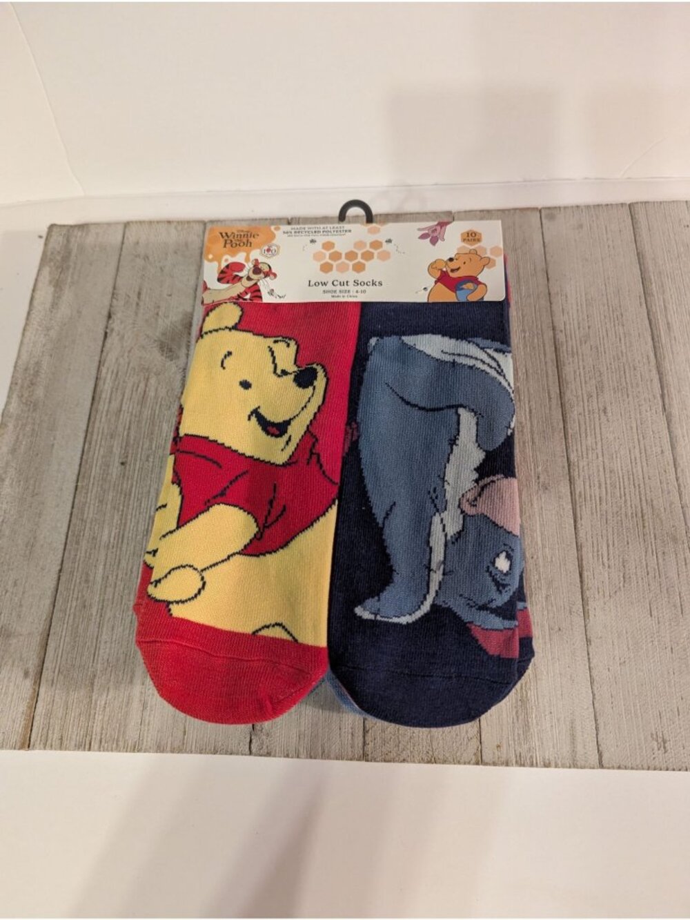 Disney Low Cut Socks Shoe Size 4-10 (10 Pair) Winnie The Pooh